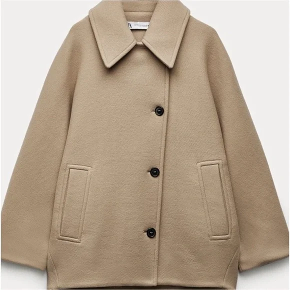 Zara Manteco oversized crop wool coat - Picture 8 of 11